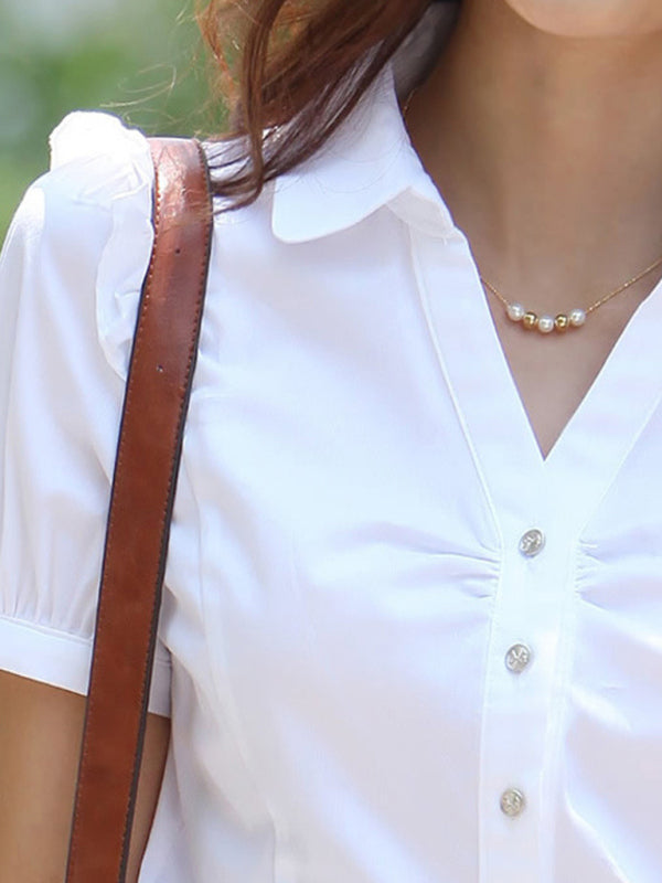 Women's Short Sleeve Work Blouse – Casual Office Top