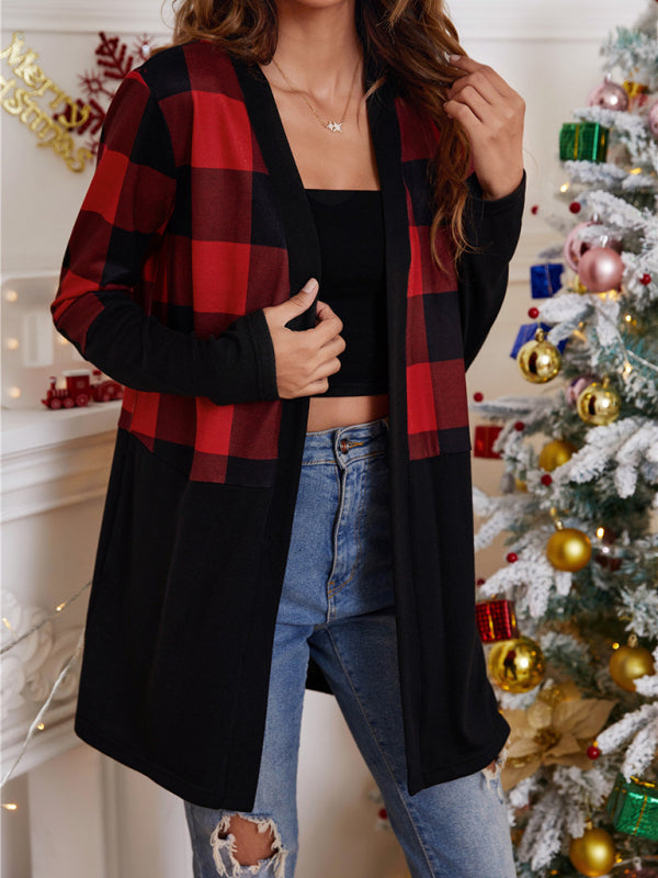 Women's Christmas Color Block Cardigan