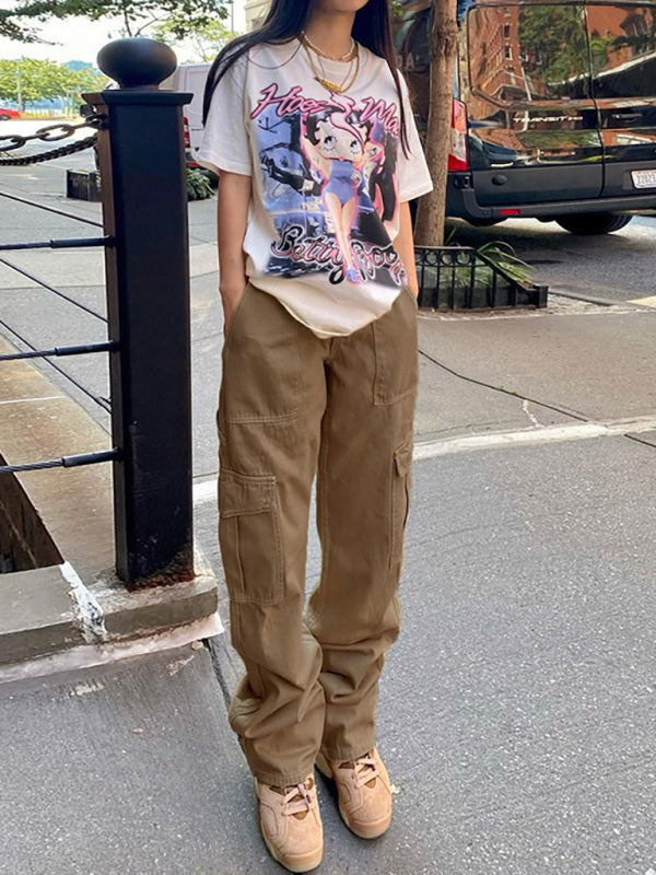 High Waist Multi-Pocket Cargo Pants – Smiling Maria