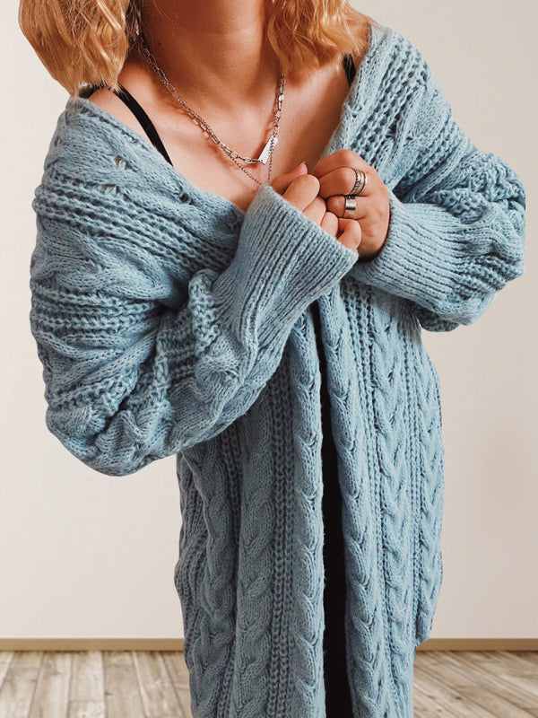 Dropped Sleeve Knit Long Cardigan Sweater