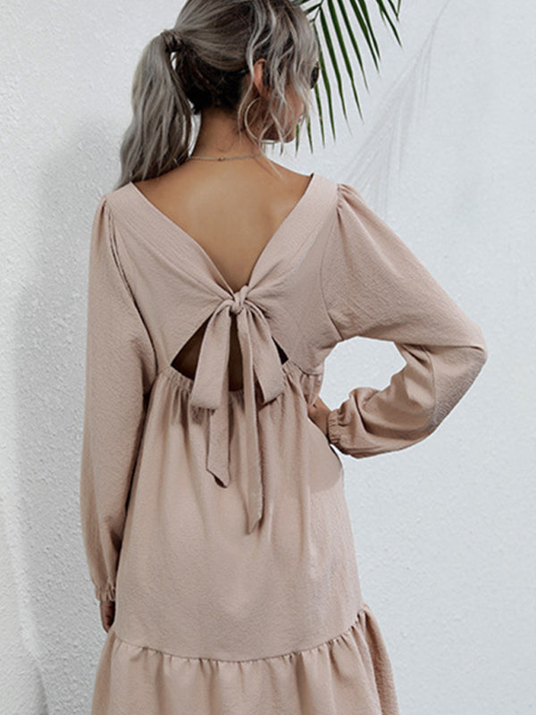 Damen Langarm Strickkleid – Lässiger Webstyle für Herbst &amp; Winter