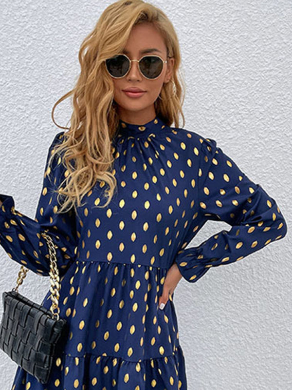 Polka Dot Long Sleeve Tiered Dress – Lightweight & Flowy Casual Style