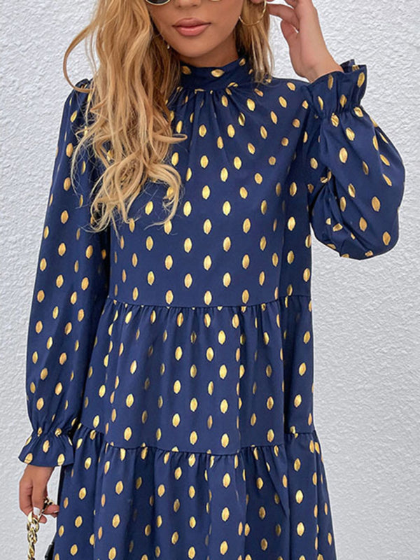 Polka Dot Long Sleeve Tiered Dress – Lightweight & Flowy Casual Style