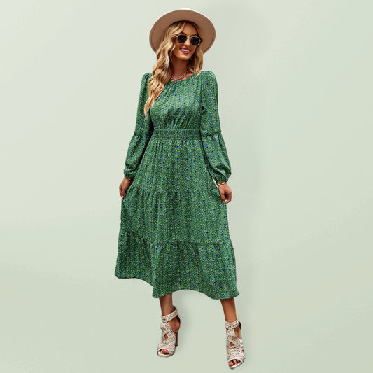 Floral Long Sleeve Midi Dress – Lightweight Boho Style for Any Season