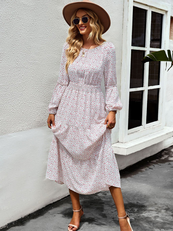 Floral Long Sleeve Midi Dress – Lightweight Boho Style for Any Season
