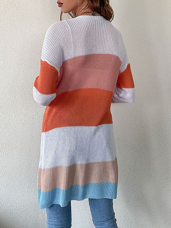 Women's Striped Knit Cardigan Sweater
