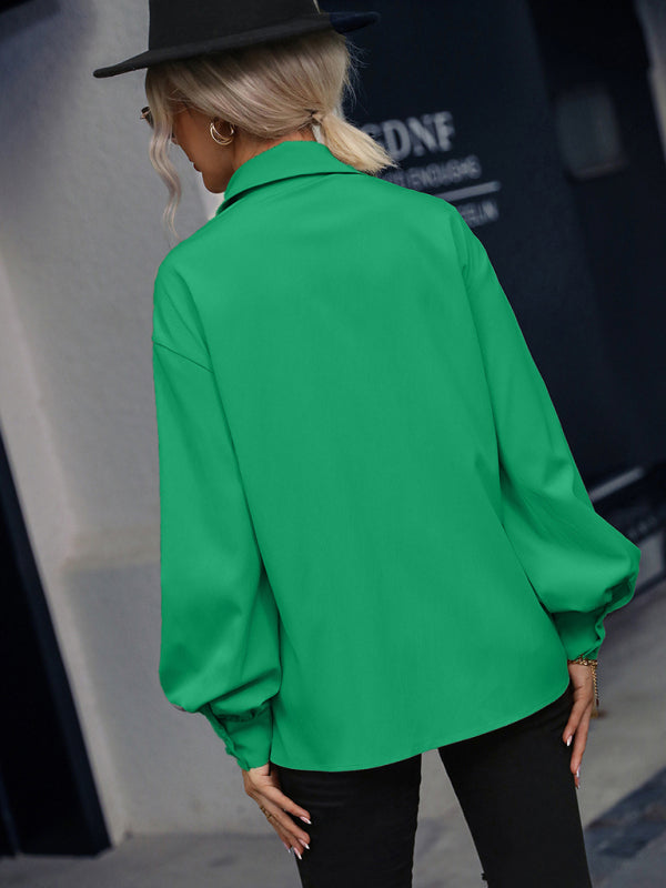 Women's Relaxed Fit Solid Button-Down Shirt