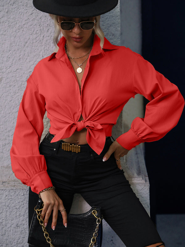 Women's Relaxed Fit Solid Button-Down Shirt