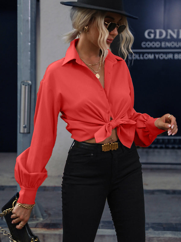 Women's Relaxed Fit Solid Button-Down Shirt