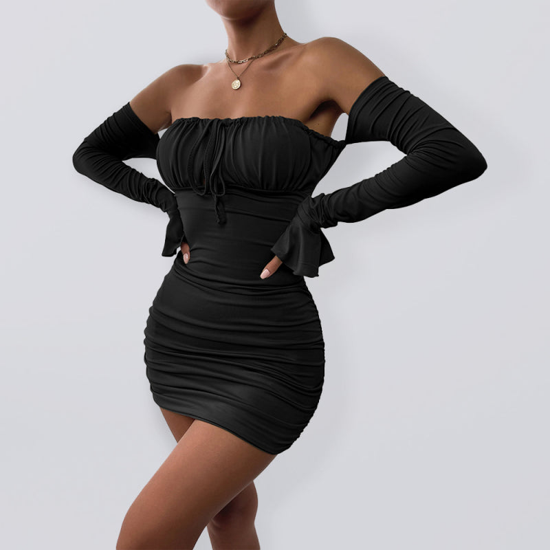 Lace-Up Knit Wrap Dress – Long Sleeve, Sexy Fit, Fall-Winter Essential