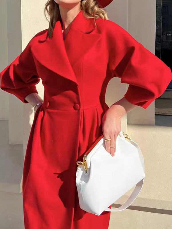 Casaco Comprido com Mangas Lanterna e Lapela – Smiling Maria