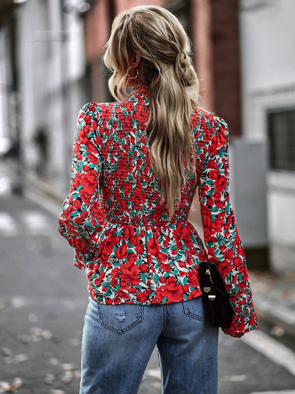 Elegant Puff Sleeve Round Neck Blouse