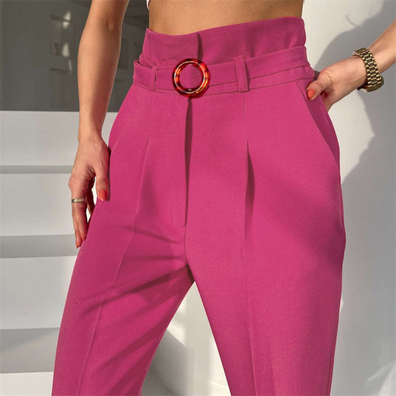 Slim Ankle Suit Pants with Front Slit