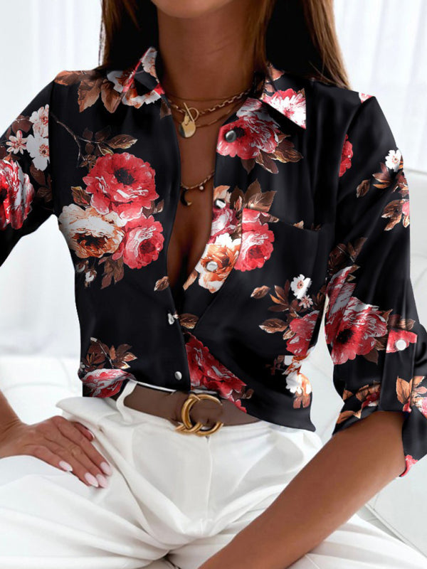 Women's Printed Long Sleeve Commuter Shirt