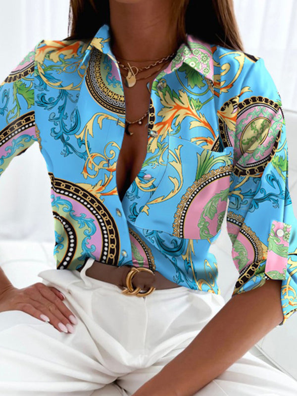 Women's Printed Long Sleeve Commuter Shirt