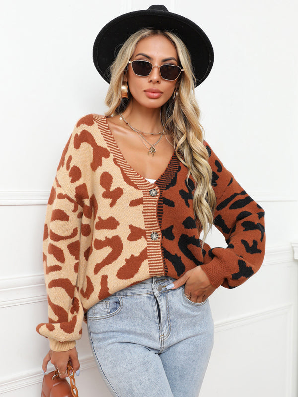 Leopard Print Oversized Knit Cardigan