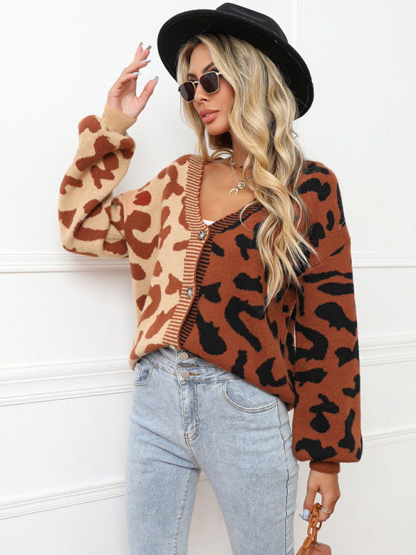Leopard Print Oversized Knit Cardigan