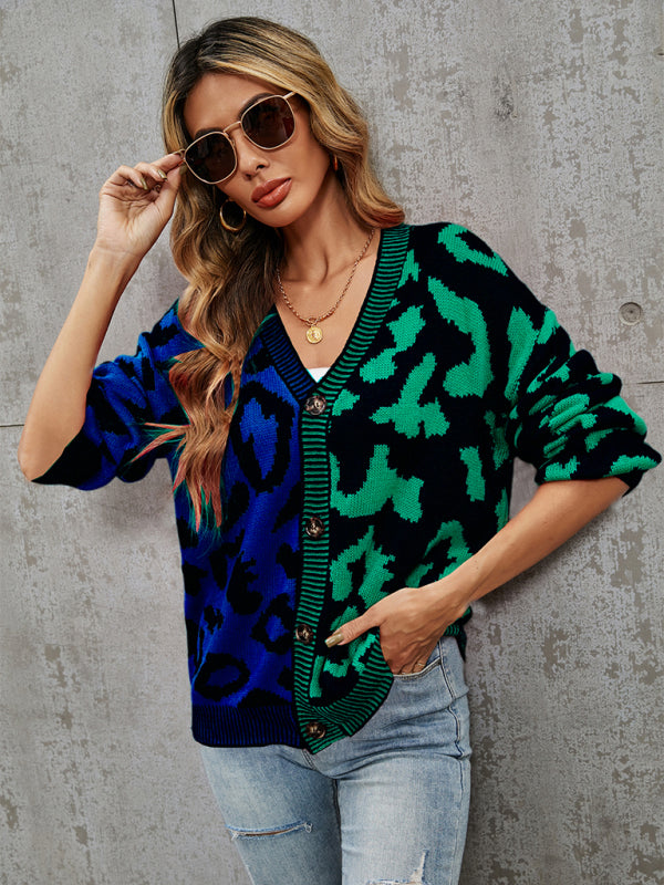 Leopard Print Oversized Knit Cardigan