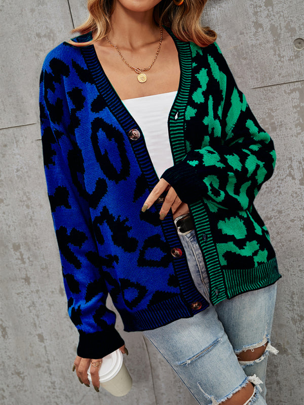 Leopard Print Oversized Knit Cardigan