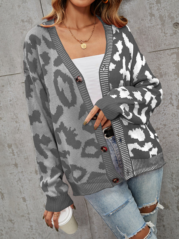 Leopard Print Oversized Knit Cardigan