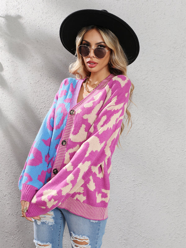 Leopard Print Oversized Knit Cardigan