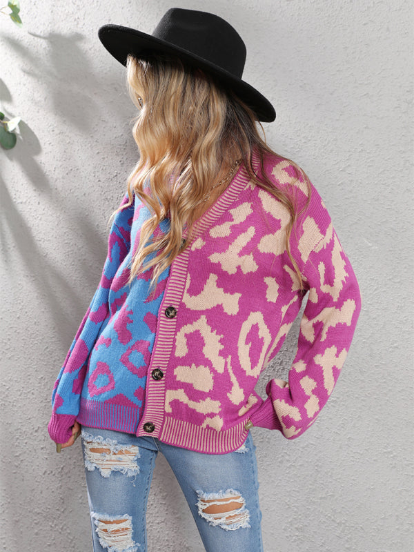 Leopard Print Oversized Knit Cardigan