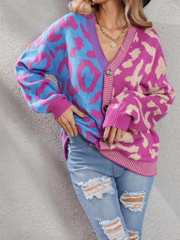 Leopard Print Oversized Knit Cardigan