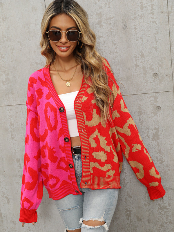 Leopard Print Oversized Knit Cardigan