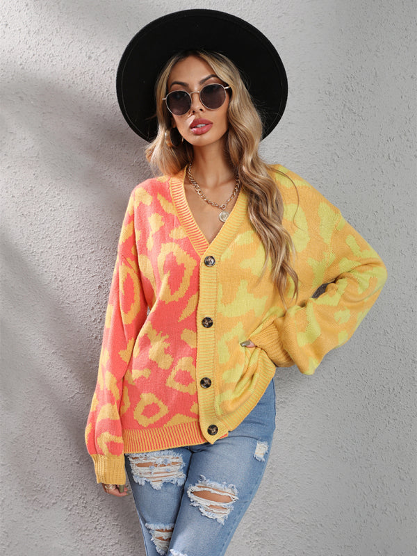 Leopard Print Oversized Knit Cardigan