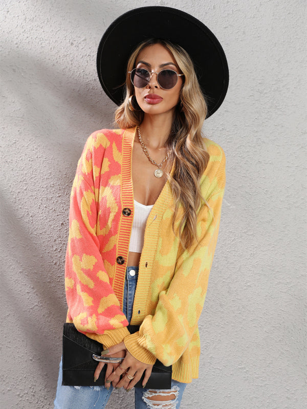 Leopard Print Oversized Knit Cardigan