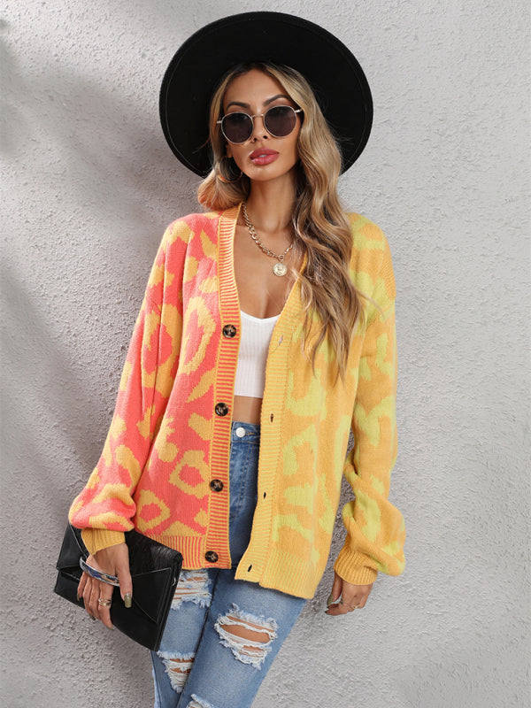 Leopard Print Oversized Knit Cardigan