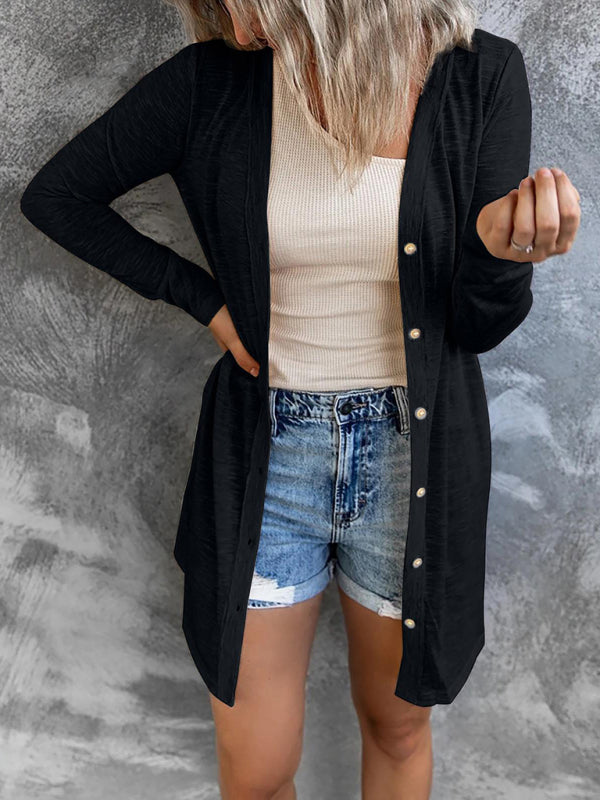 Długi sweter na drutach z otwartym przodem dla kobiet