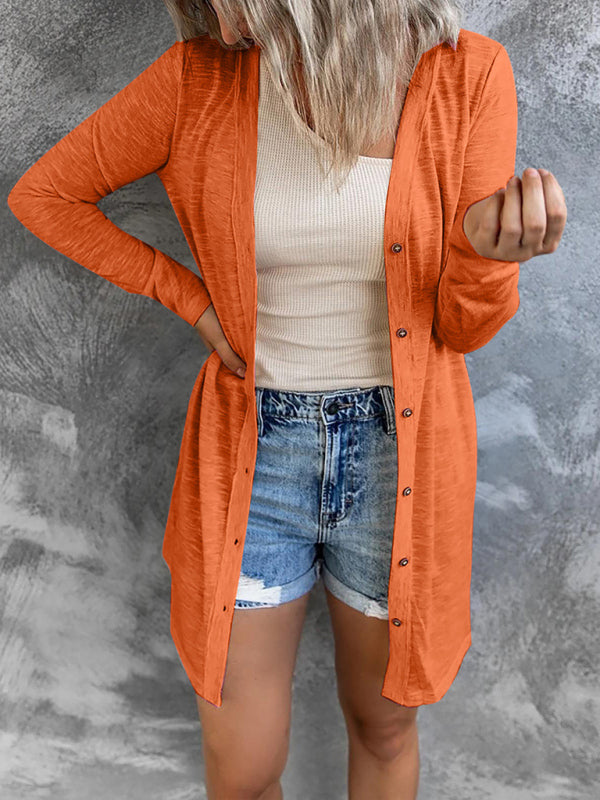 Długi sweter na drutach z otwartym przodem dla kobiet