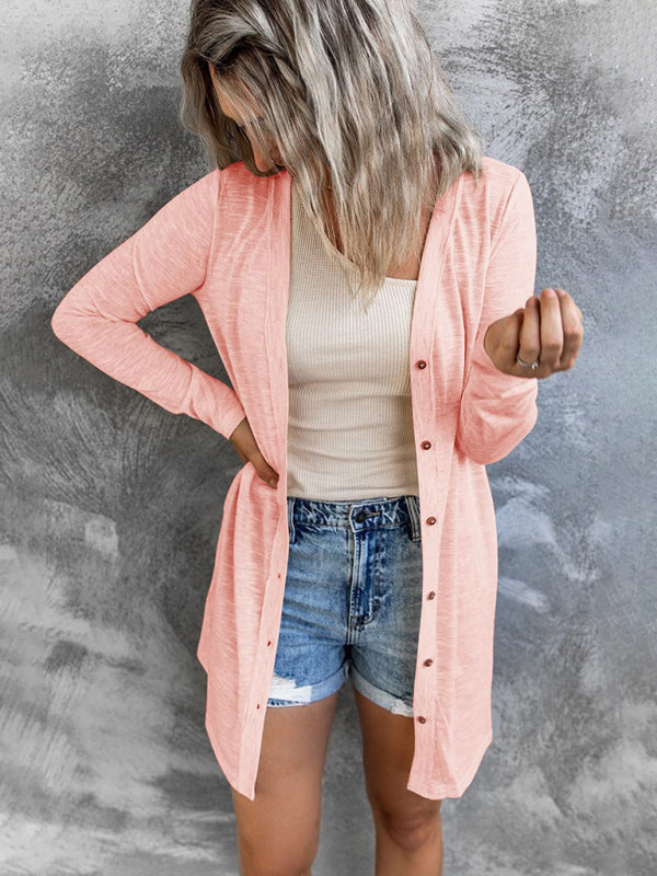 Długi sweter na drutach z otwartym przodem dla kobiet