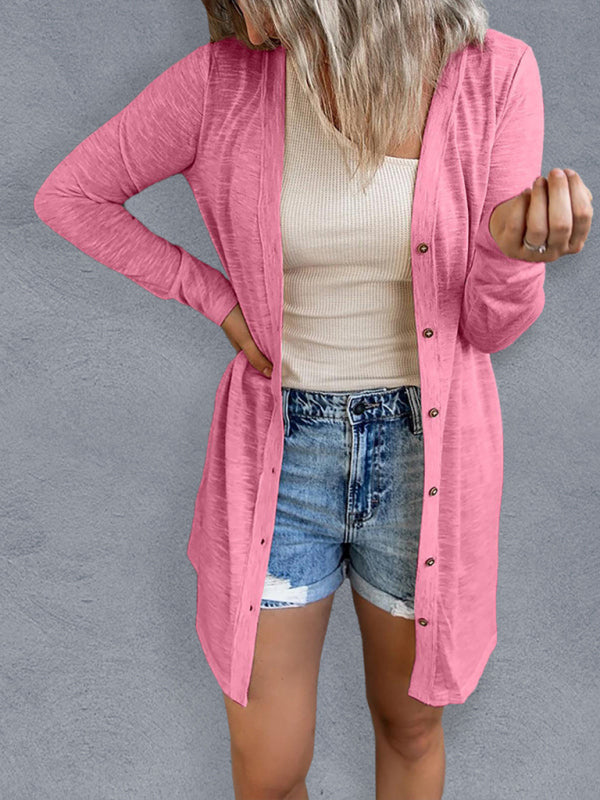 Długi sweter na drutach z otwartym przodem dla kobiet