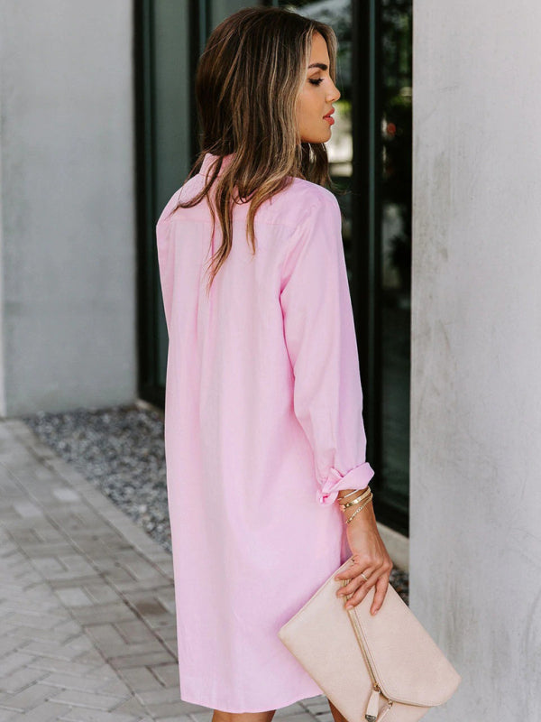 Long Casual Button-Down Shirt – Relaxed Fit, Long Sleeves & Welt Pockets
