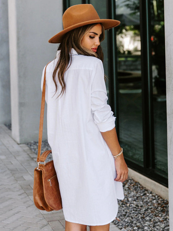 Long Casual Button-Down Shirt – Relaxed Fit, Long Sleeves & Welt Pockets