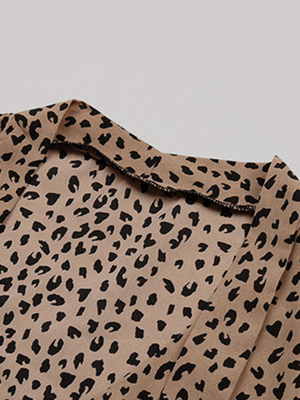 Leopard Print Tie Front Shirt – Women's Long Sleeve