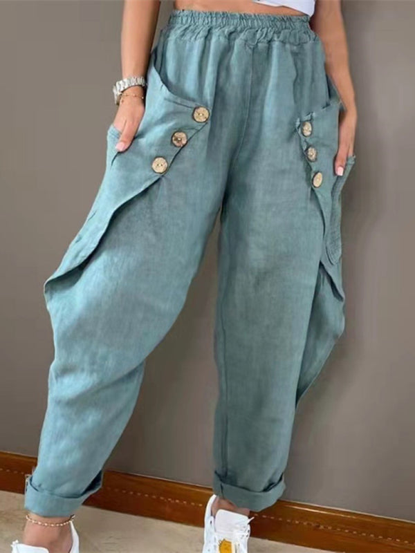 Button Waist Casual Trousers