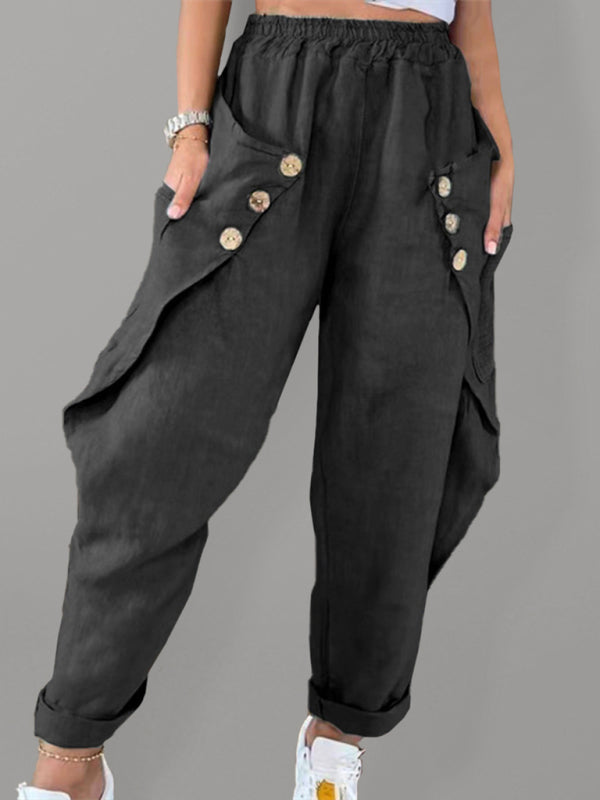 Button Waist Casual Trousers
