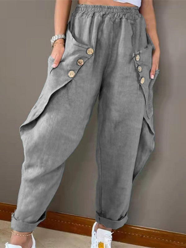 Button Waist Casual Trousers