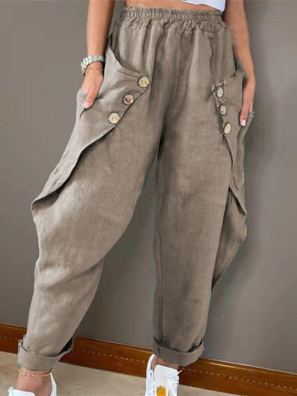 Button Waist Casual Trousers