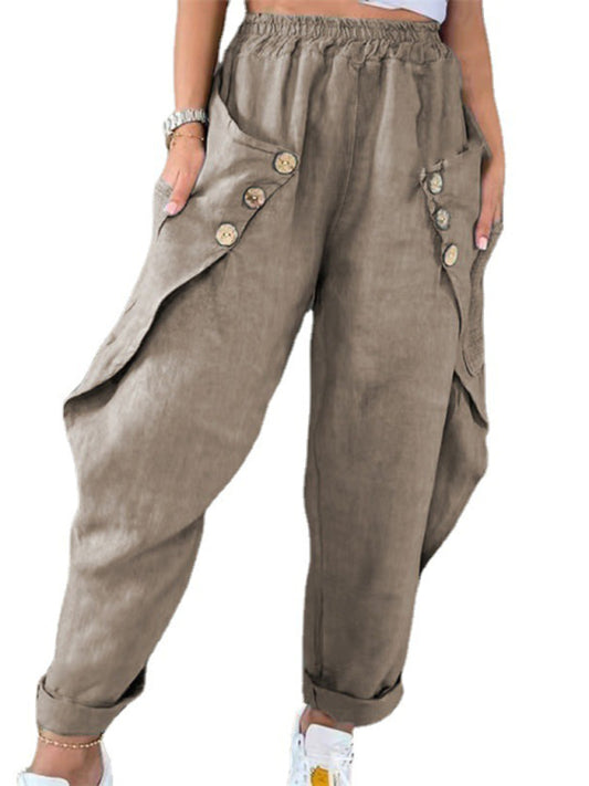 Button Waist Casual Trousers