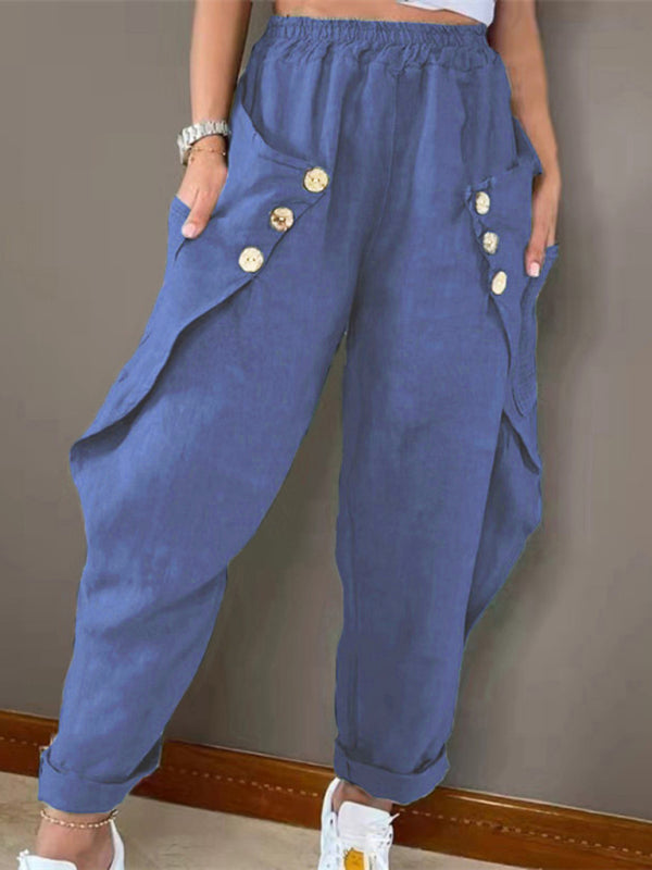 Button Waist Casual Trousers