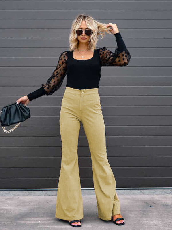 High Waist Corduroy Flared Pants