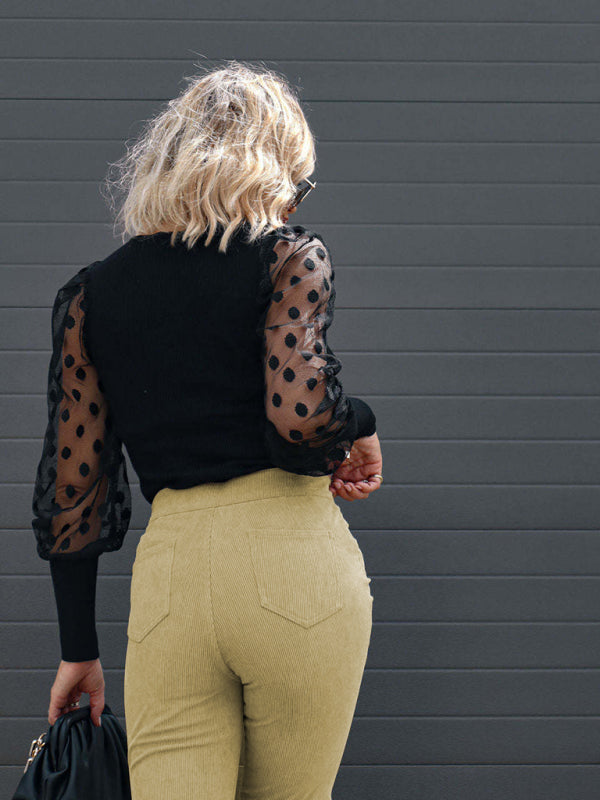 High Waist Corduroy Flared Pants