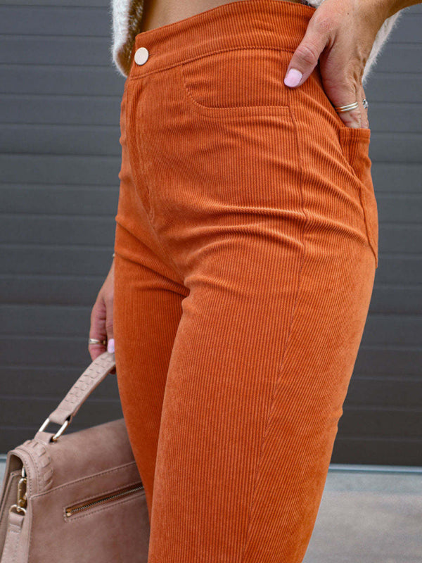 High Waist Corduroy Flared Pants