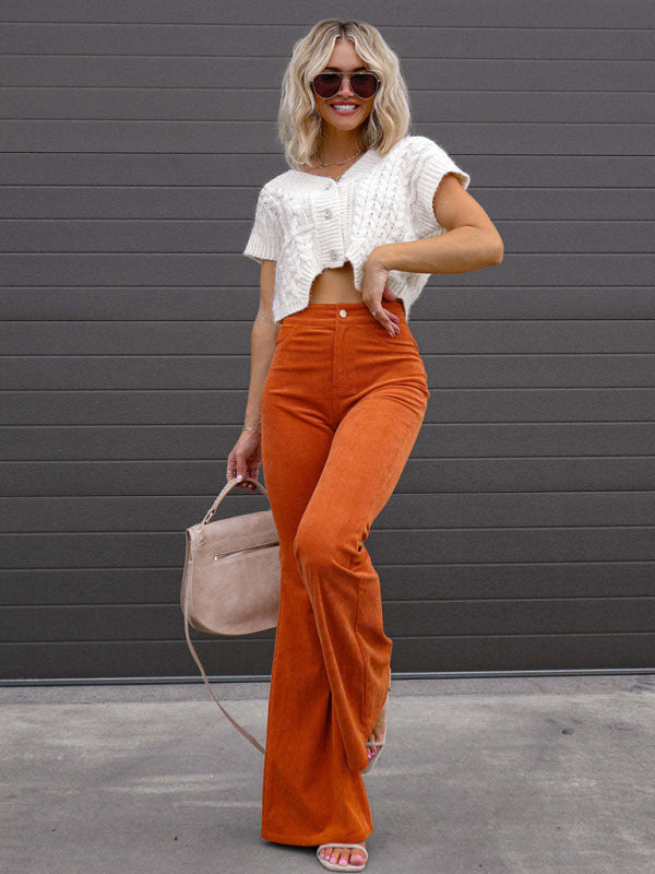High Waist Corduroy Flared Pants