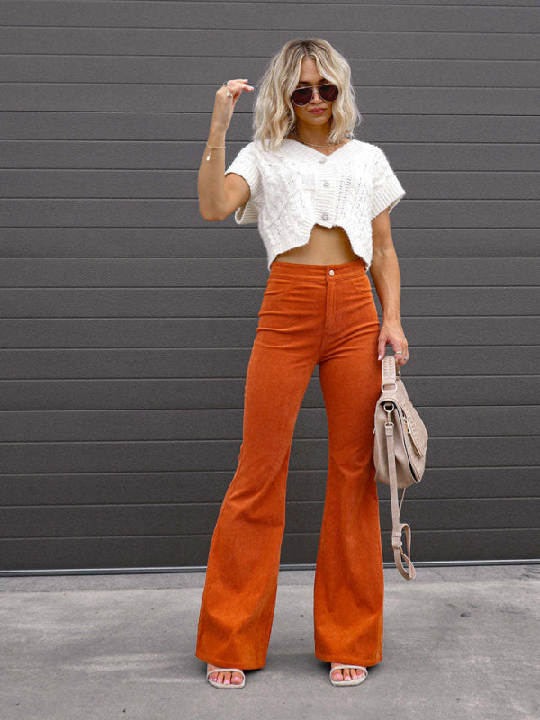 High Waist Corduroy Flared Pants