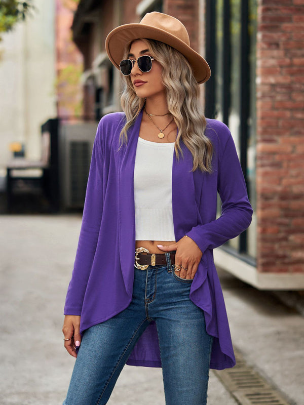 Long Sleeve Knit Cardigan for Women Purple